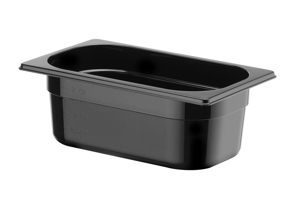 Kantin/behållare GN 1/4 svart polycarbonate, HENDI, Profi Line, GN 1/4, 2,8L, svart, 265x162x(H)100mm