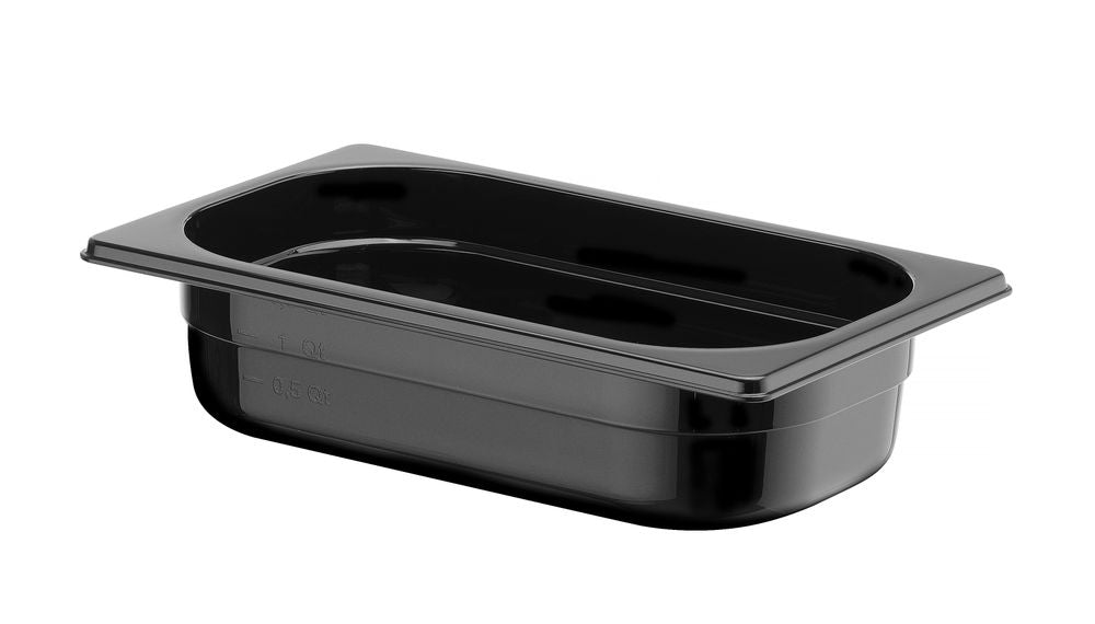 Kantin/behållare GN 1/4 svart polycarbonate, HENDI, Profi Line, GN 1/4, 1,8L, svart, 265x162x(H)65mm