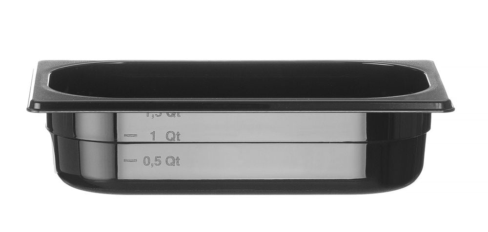 Kantin/behållare GN 1/4 svart polycarbonate, HENDI, Profi Line, GN 1/4, 1,8L, svart, 265x162x(H)65mm