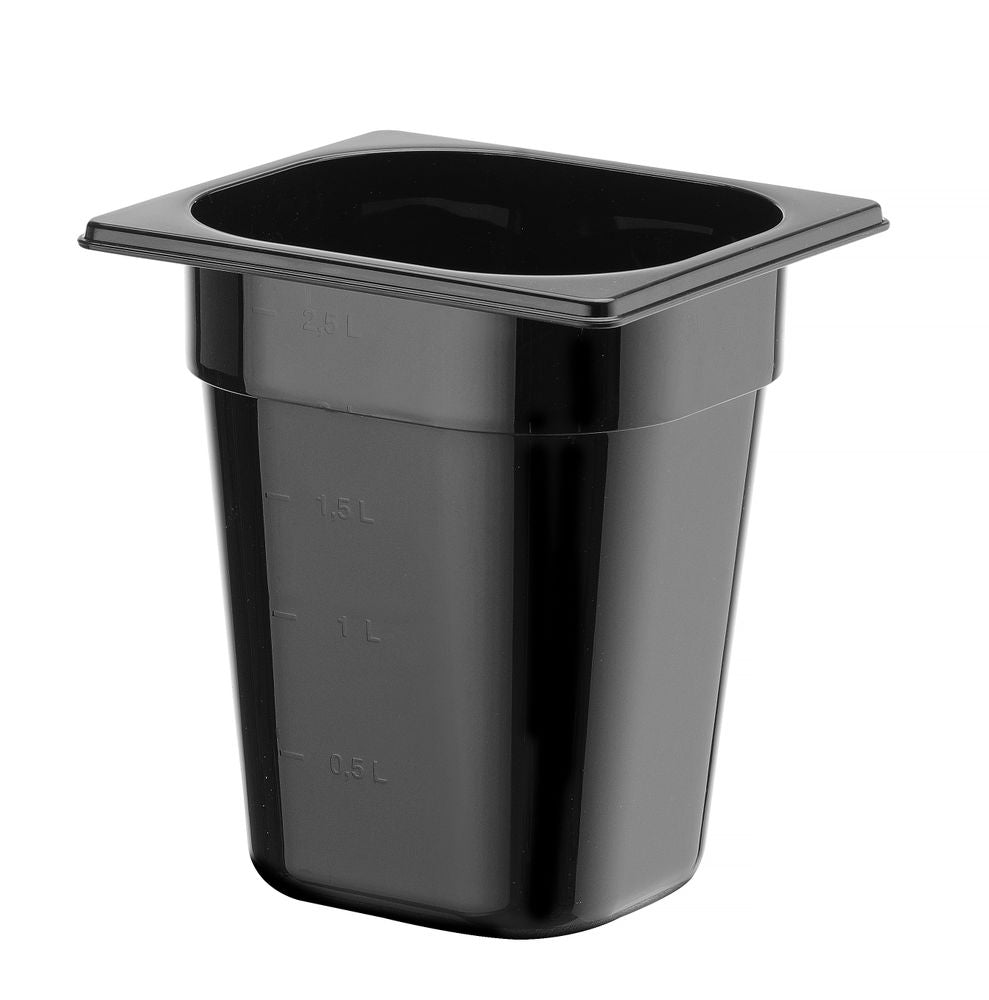 Kantin/behållare GN 1/6 svart polycarbonate, HENDI, Profi Line, GN 1/6, 1,6L, svart, 176x162x(H)100mm