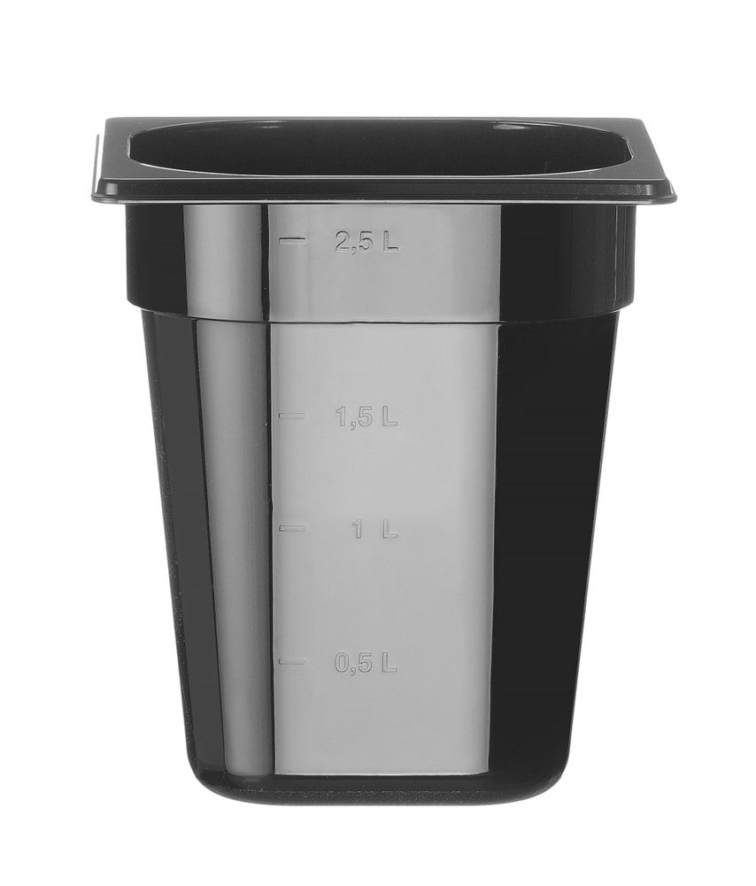 Kantin/behållare GN 1/6 svart polycarbonate, HENDI, Profi Line, GN 1/6, 3,4L, svart, 176x162x(H)200mm