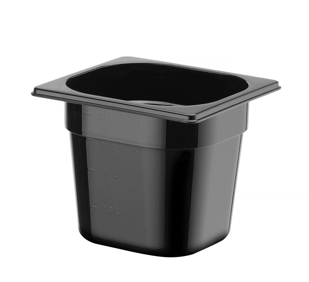 Kantin/behållare GN 1/6 svart polycarbonate, HENDI, Profi Line, GN 1/6, 2,4L, svart, 176x162x(H)150mm