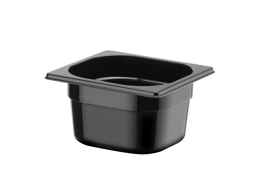 Kantin/behållare GN 1/6 svart polycarbonate, HENDI, Profi Line, GN 1/6, 1,6L, svart, 176x162x(H)100mm