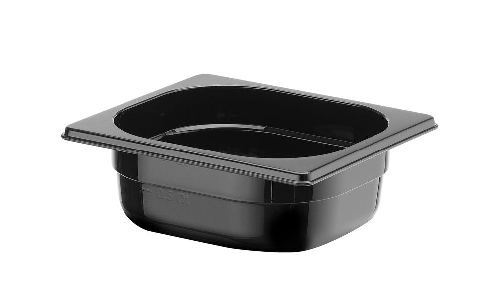 Kantin/behållare GN 1/6 svart polycarbonate, HENDI, Profi Line, GN 1/6, 1L, svart, 176x162x(H)65mm