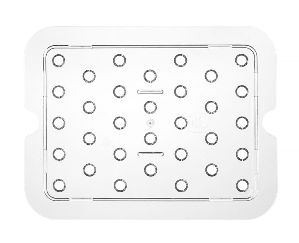 Perforerad drip shelf for GN kantin/behållares polycarbonate, HENDI, Profi Line, GN 1/2, Transparent, 265x206mm