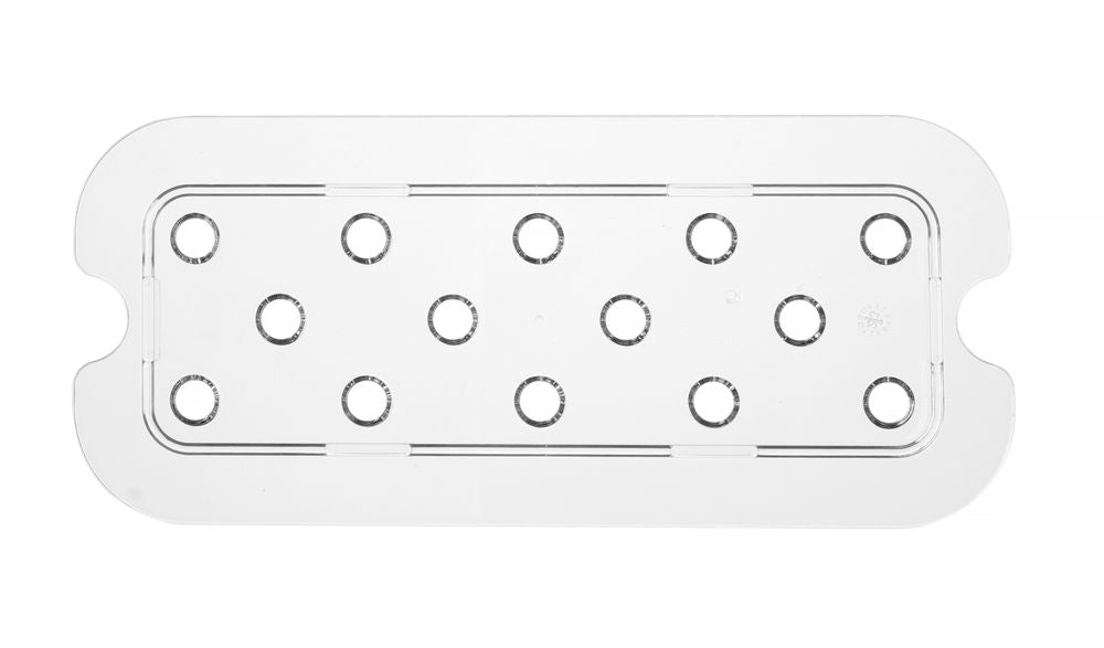 Perforerad drip shelf for GN kantin/behållares polycarbonate, HENDI, Profi Line, GN 1/3, Transparent, 266x116mm