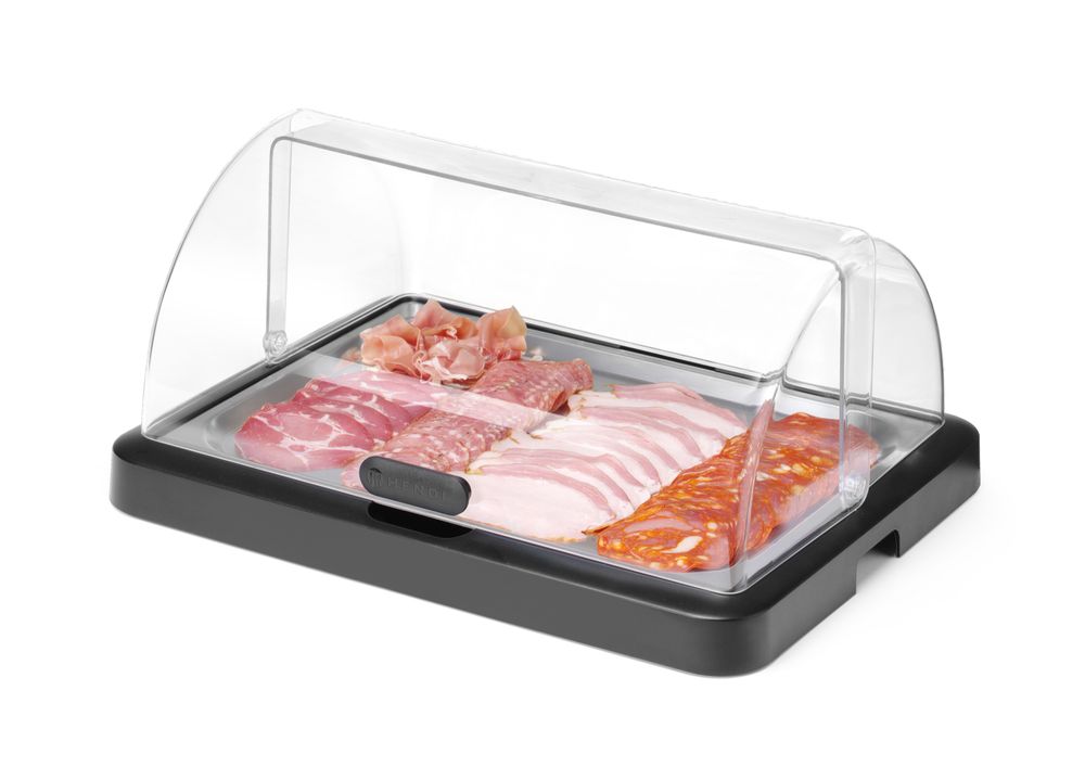 Roll top cooling display Duo UNIQ, HENDI, desiGNed by Robert Bronwasser, Single, svart, 460x355x(H)220mm, Rectangular