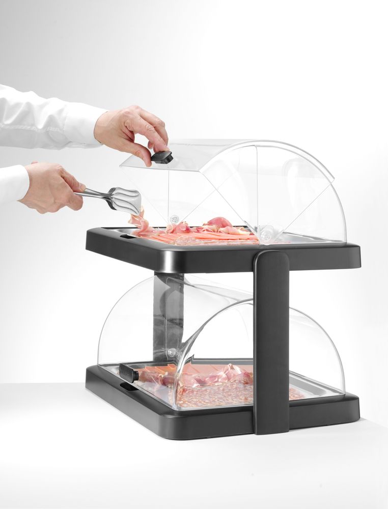 Roll top cooling display Duo UNIQ, HENDI, desiGNed by Robert Bronwasser, Double, svart, 480x355x(H)480mm, Rectangular