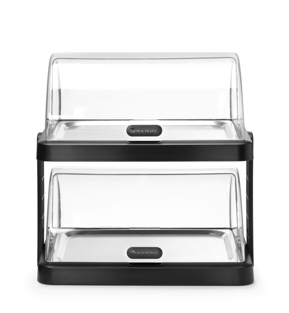 Roll top cooling display Duo UNIQ, HENDI, desiGNed by Robert Bronwasser, Double, svart, 480x355x(H)480mm, Rectangular