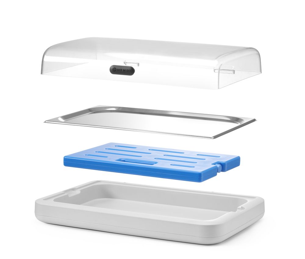 Cooling display UNIQ, HENDI, desiGNed by Robert Bronwasser, GN 1/1, vit, 593x389x(H)147mm, Rectangular