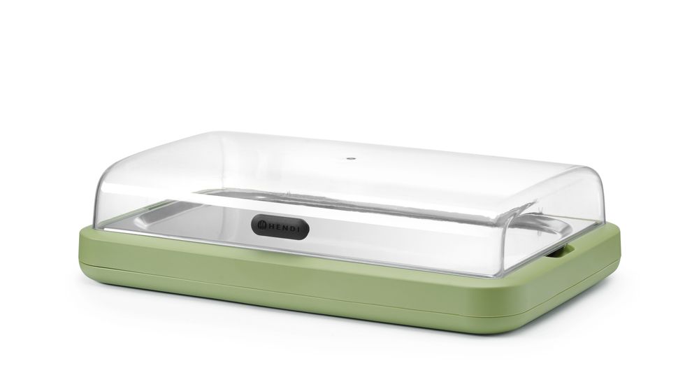 Cooling display UNIQ, HENDI, desiGNed by Robert Bronwasser, GN 1/1, grön, 593x389x(H)147mm, Rectangular