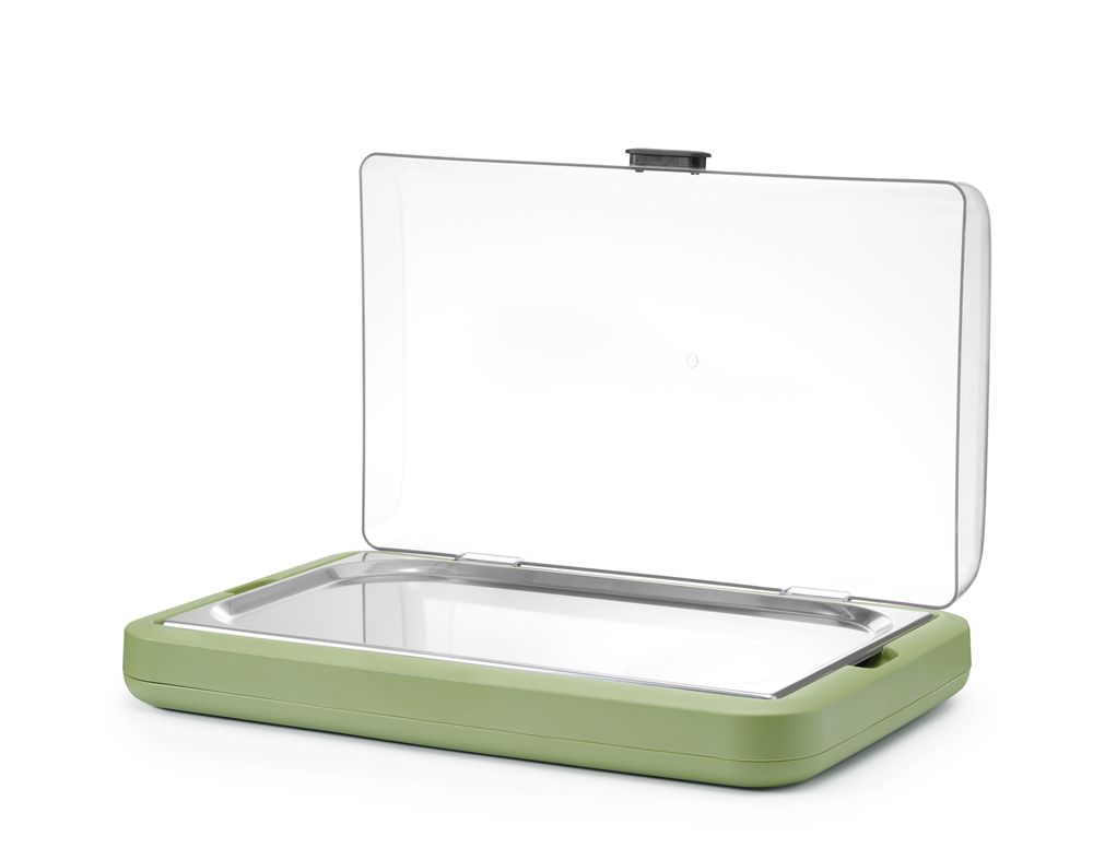 Cooling display UNIQ, HENDI, desiGNed by Robert Bronwasser, GN 1/1, grön, 593x389x(H)147mm, Rectangular