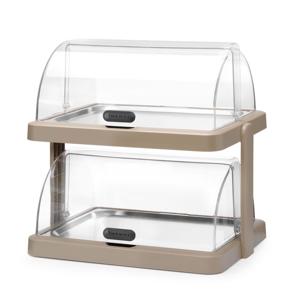 Roll top cooling display Duo UNIQ, HENDI, desiGNed by Robert Bronwasser, Double, Beige, 480x355x(H)480mm, Rectangular