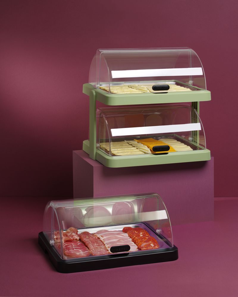 Roll top cooling display Duo UNIQ, HENDI, desiGNed by Robert Bronwasser, Double, grön, 480x355x(H)480mm, Rectangular