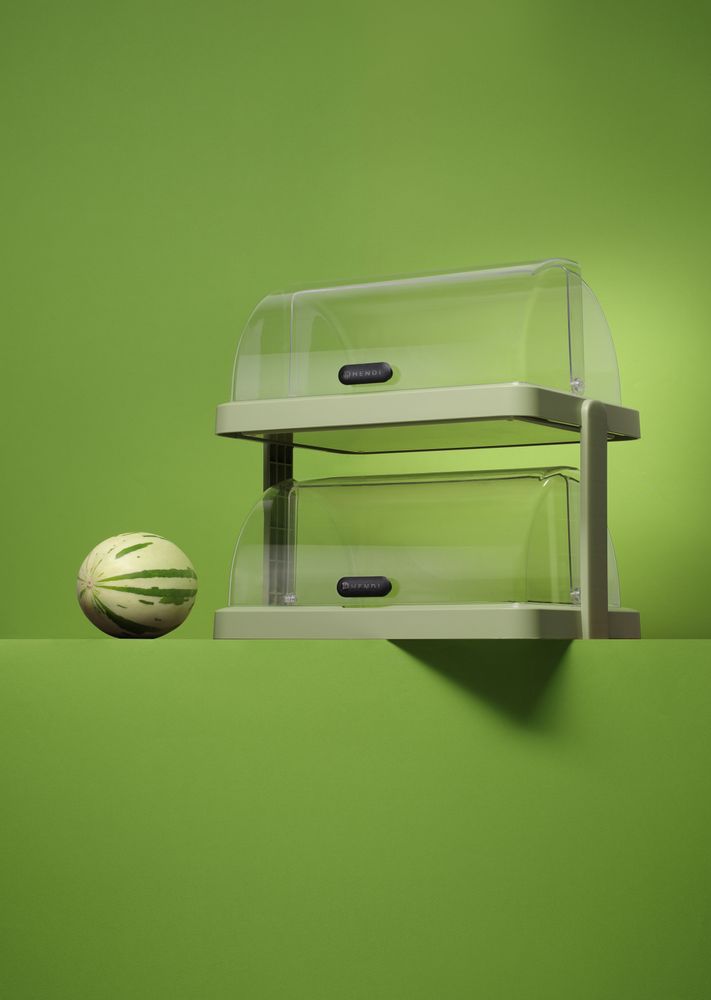 Roll top cooling display Duo UNIQ, HENDI, desiGNed by Robert Bronwasser, Double, grön, 480x355x(H)480mm, Rectangular