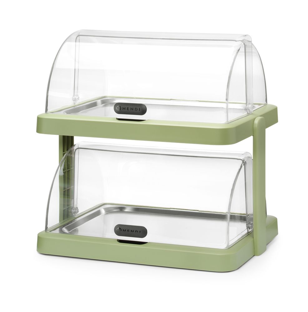 Roll top cooling display Duo UNIQ, HENDI, desiGNed by Robert Bronwasser, Double, grön, 480x355x(H)480mm, Rectangular