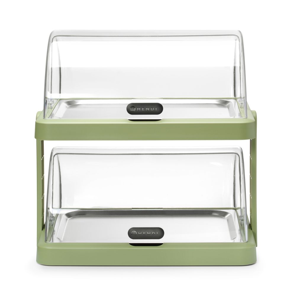 Roll top cooling display Duo UNIQ, HENDI, desiGNed by Robert Bronwasser, Double, grön, 480x355x(H)480mm, Rectangular