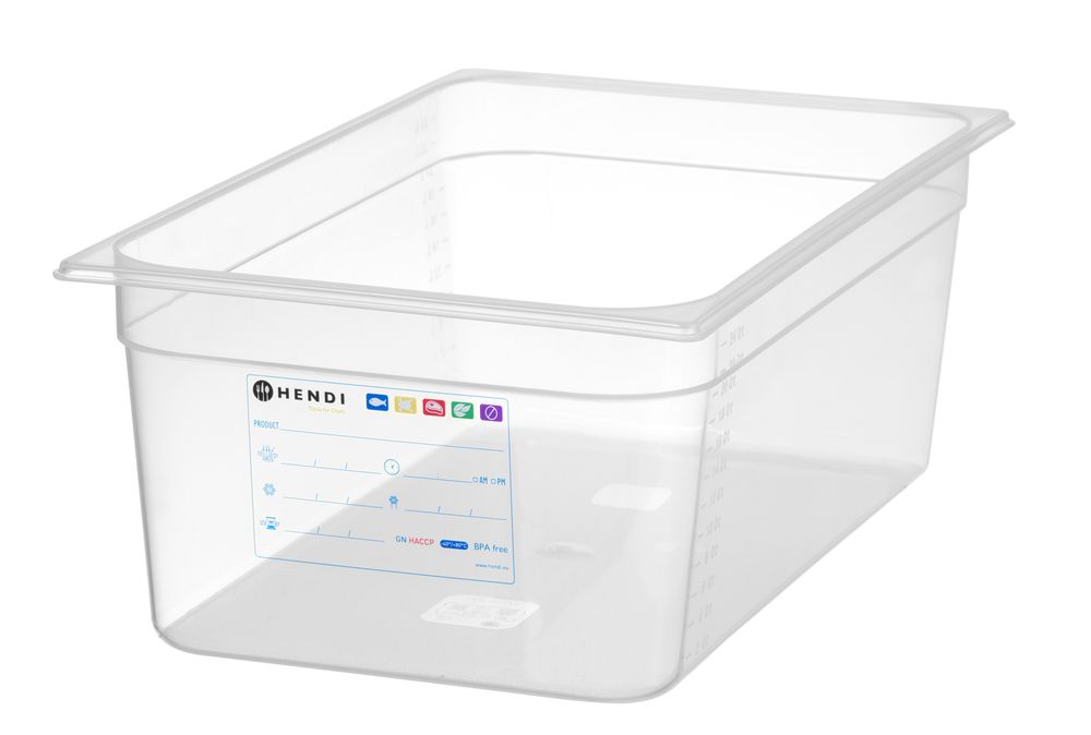 Kantin/behållare GN 1/1 HACCP, HENDI, GN 1/1, 12L, Transparent, 530x325x(H)100mm