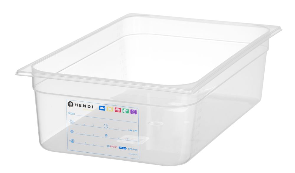 Kantin/behållare GN 1/1 HACCP, HENDI, GN 1/1, 21L, Transparent, 530x325x(H)150mm