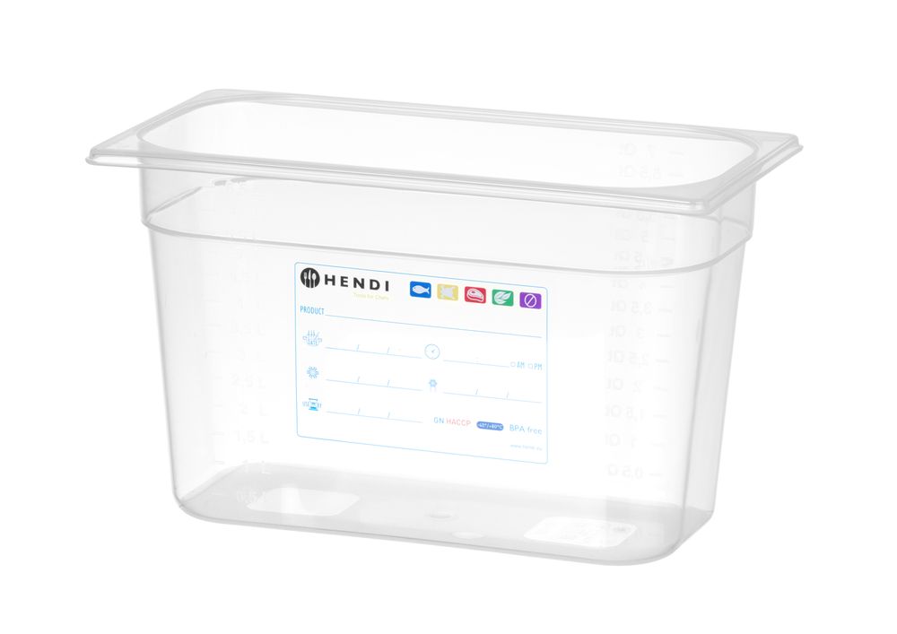 Kantin/behållare GN 1/3 HACCP, HENDI, GN 1/3, 5,7L, Transparent, 325x176x(H)150mm