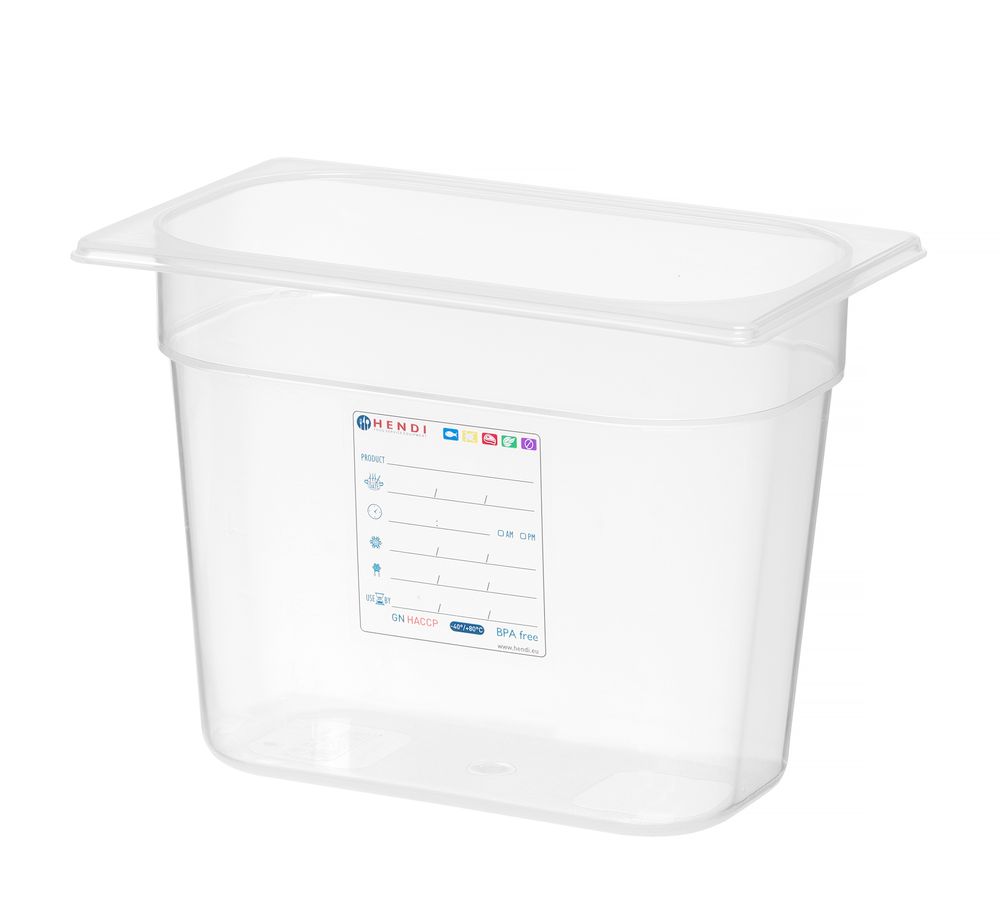 Kantin/behållare GN 1/4 HACCP, HENDI, GN 1/4, 2,8L, Transparent, 265x162x(H)100mm