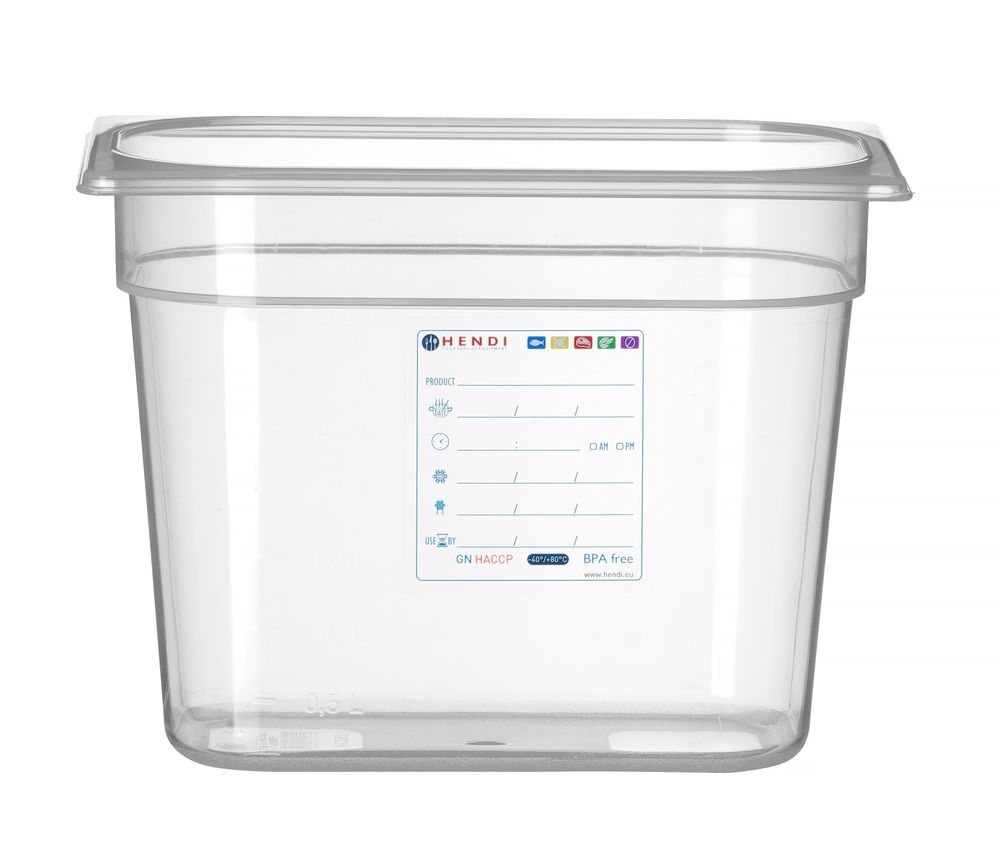 Kantin/behållare GN 1/4 HACCP, HENDI, GN 1/4, 2,8L, Transparent, 265x162x(H)100mm