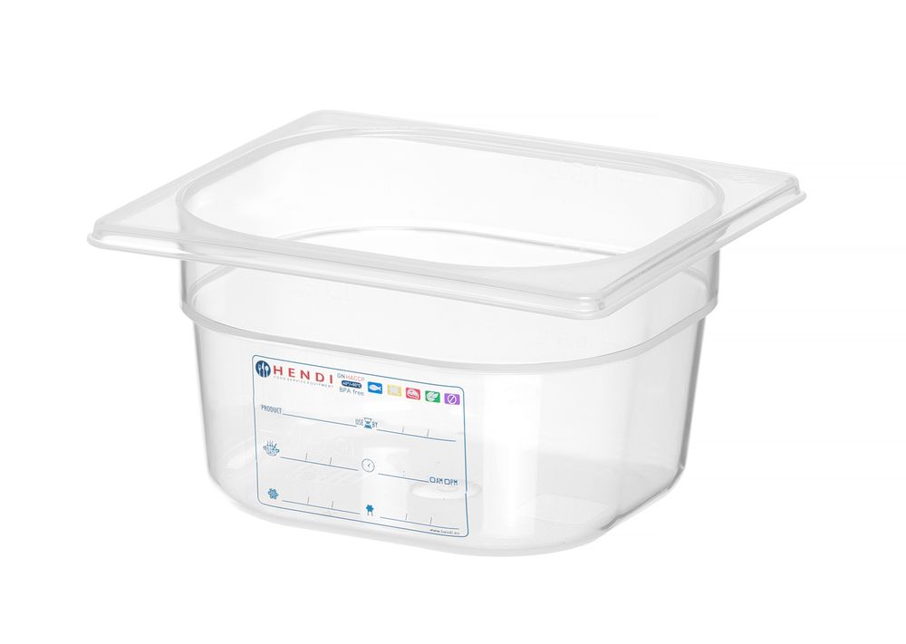 Kantin/behållare GN 1/6 HACCP, HENDI, GN 1/6, 1,6L, Transparent, 176x162x(H)100mm