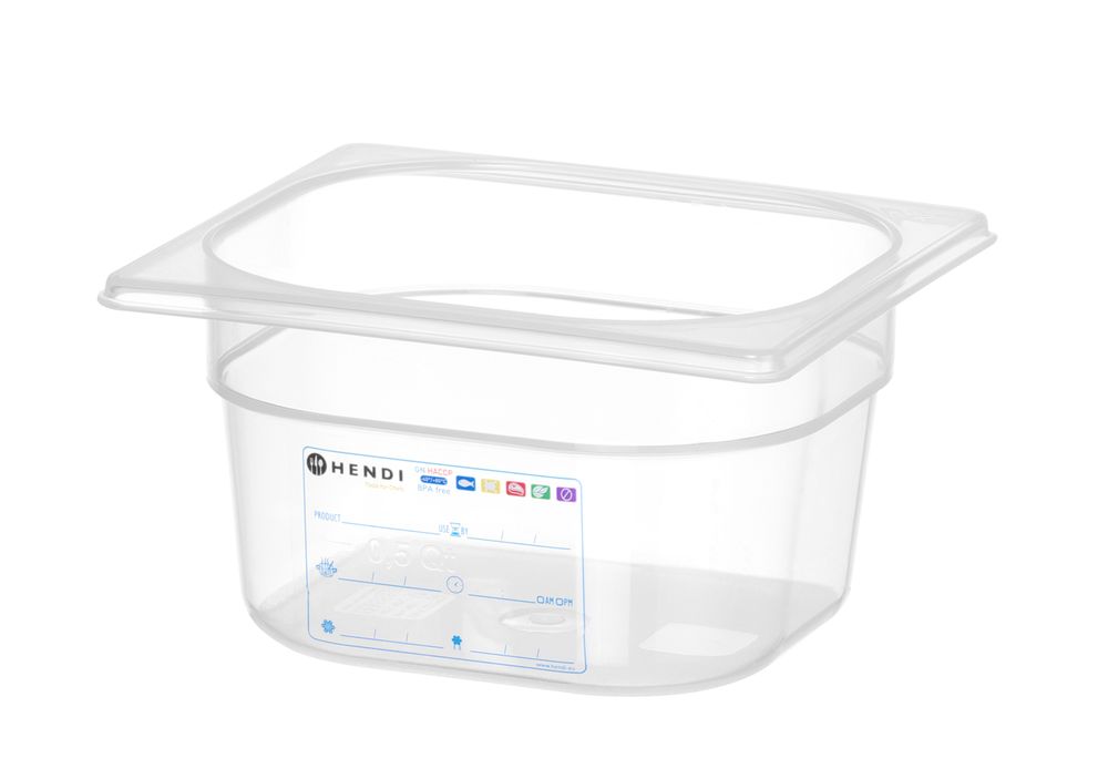 Kantin/behållare GN 1/6 HACCP, HENDI, GN 1/6, 1,6L, Transparent, 176x162x(H)100mm