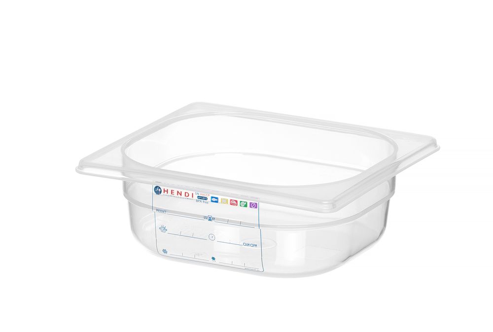 Kantin/behållare GN 1/6 HACCP, HENDI, GN 1/6, 1L, Transparent, 176x162x(H)65mm