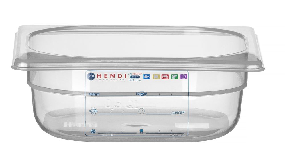 Kantin/behållare GN 1/6 HACCP, HENDI, GN 1/6, 1L, Transparent, 176x162x(H)65mm