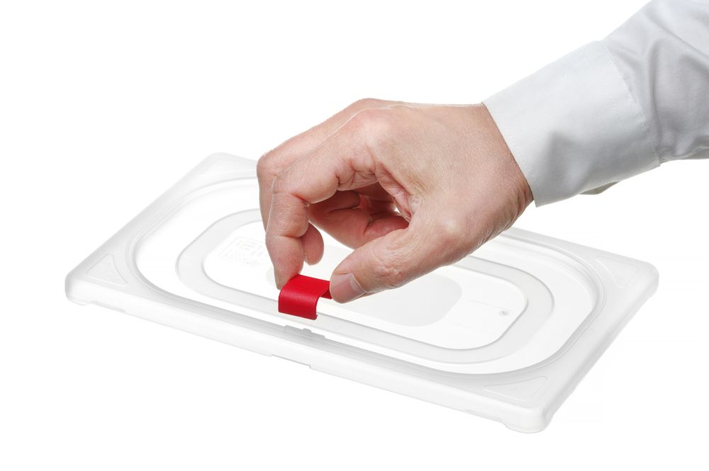 Set med 12 st – Lid clips for HACCP storage kantin/behållares, HENDI, röd, 12 pcs