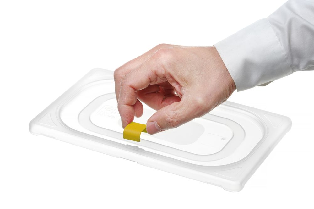 Set med 12 st – Lid clips for HACCP storage kantin/behållares, HENDI, Yellow, 12 pcs