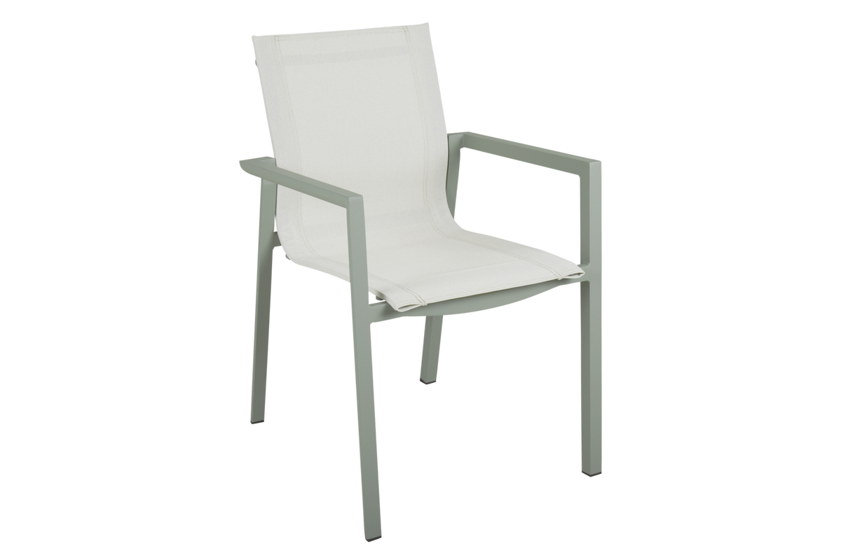 DELIA Stol m. armstöd - Dusty green/Offwhite text.