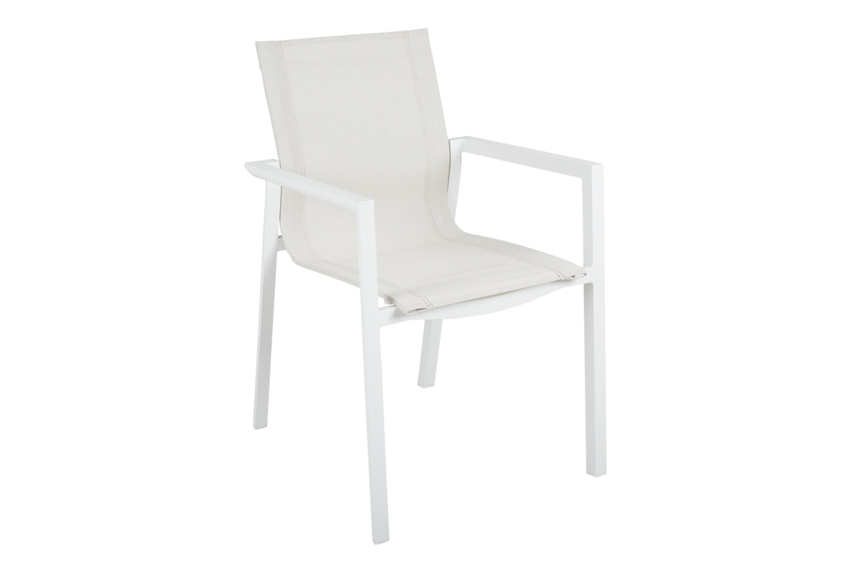 DELIA Stol m. armstöd - White/Offwhite textilene