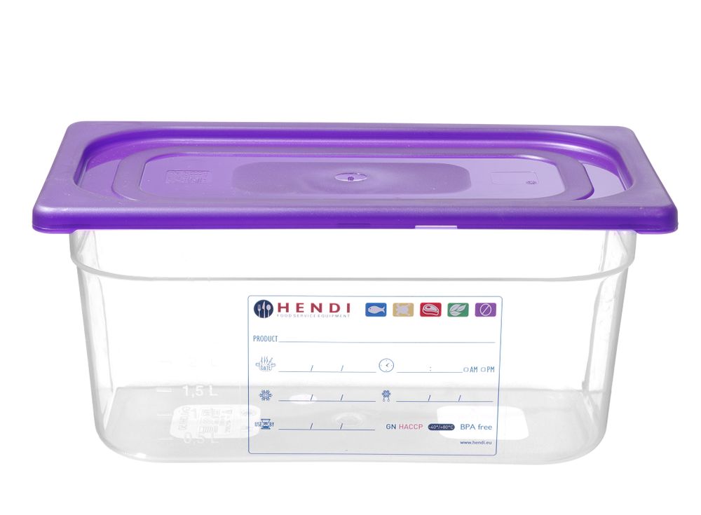 Lid for GN kantin/behållares purple, HENDI, GN 1/9, Purple, 176x108mm