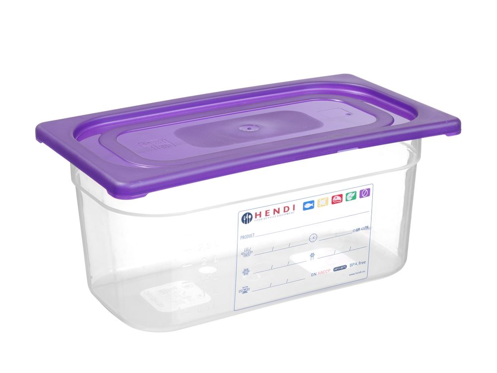 Lid for GN kantin/behållares purple, HENDI, GN 1/9, Purple, 176x108mm