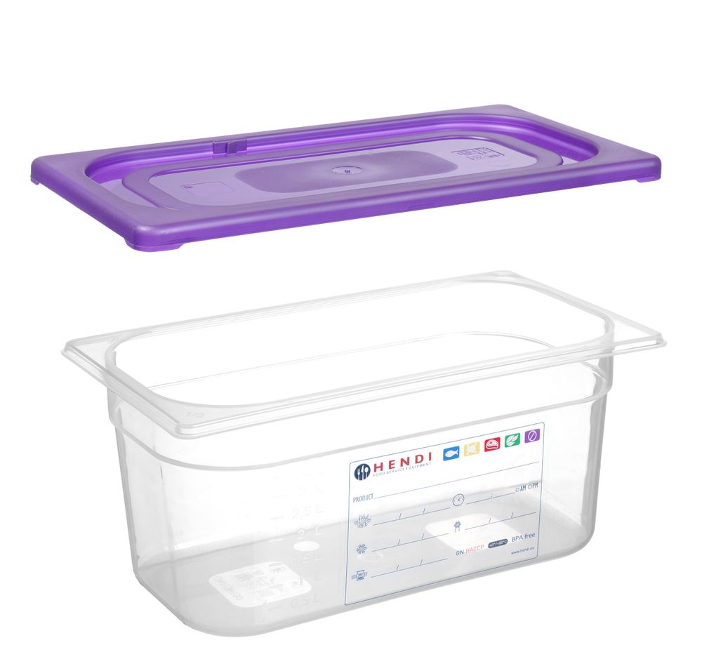 Lid for GN kantin/behållares purple, HENDI, GN 1/1, Purple, 530x325mm