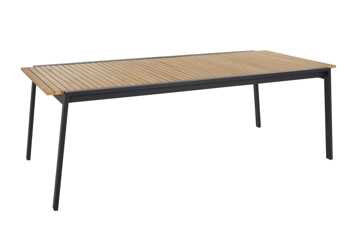 NAOS 220/320x100 H73 cm -Svart rostfritt stål/Teak