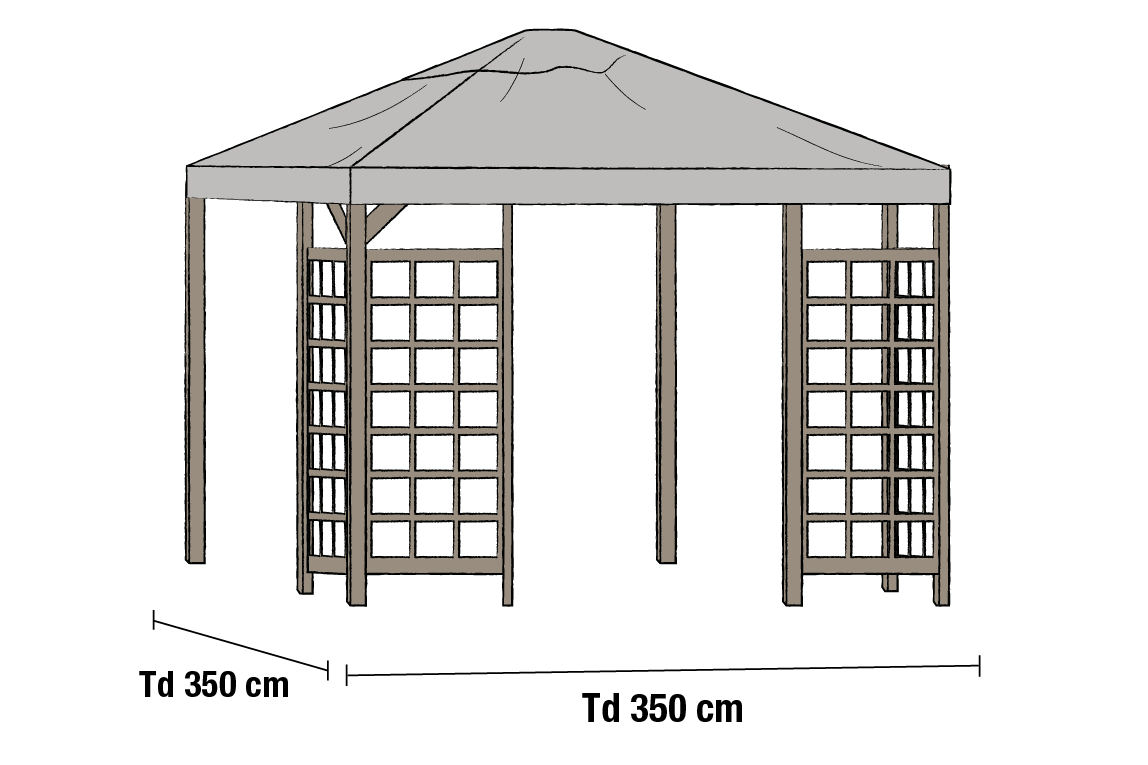 HOV tak 3,5x3,5 m - Grå