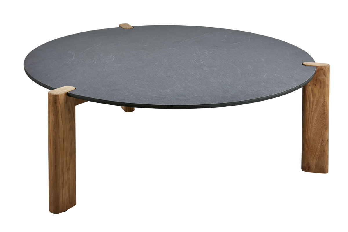 DOMINO Ø90 cm - Dark Grey/Teak