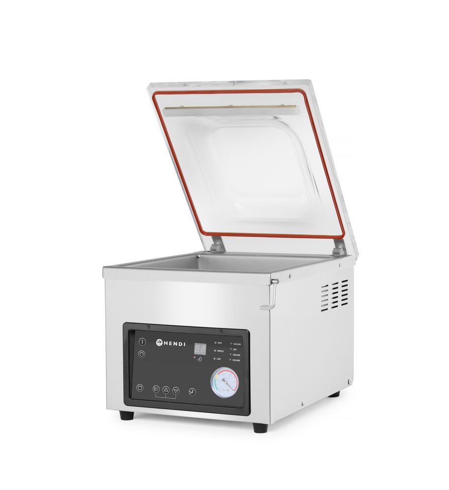 Vacuum chamber packaging machine, HENDI, Profi Line, sealing strip 260 mm, 230V/370W, 330x480x(H)360mm
