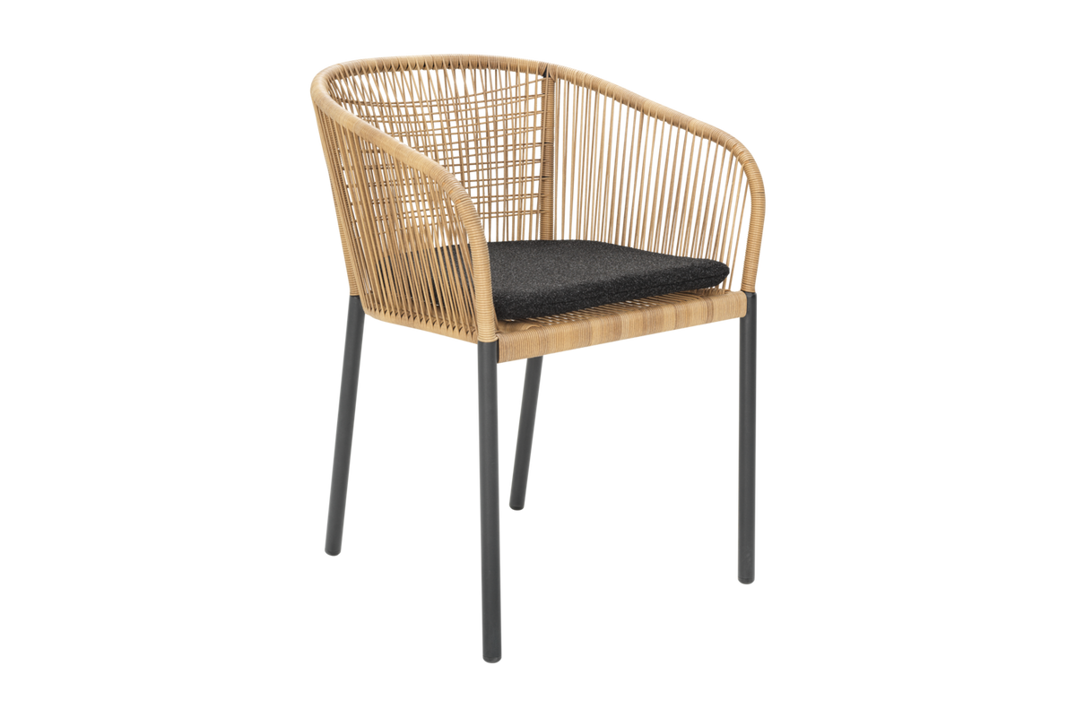 DELTA Stol - Antracit/Natural Wicker/Teddy Black