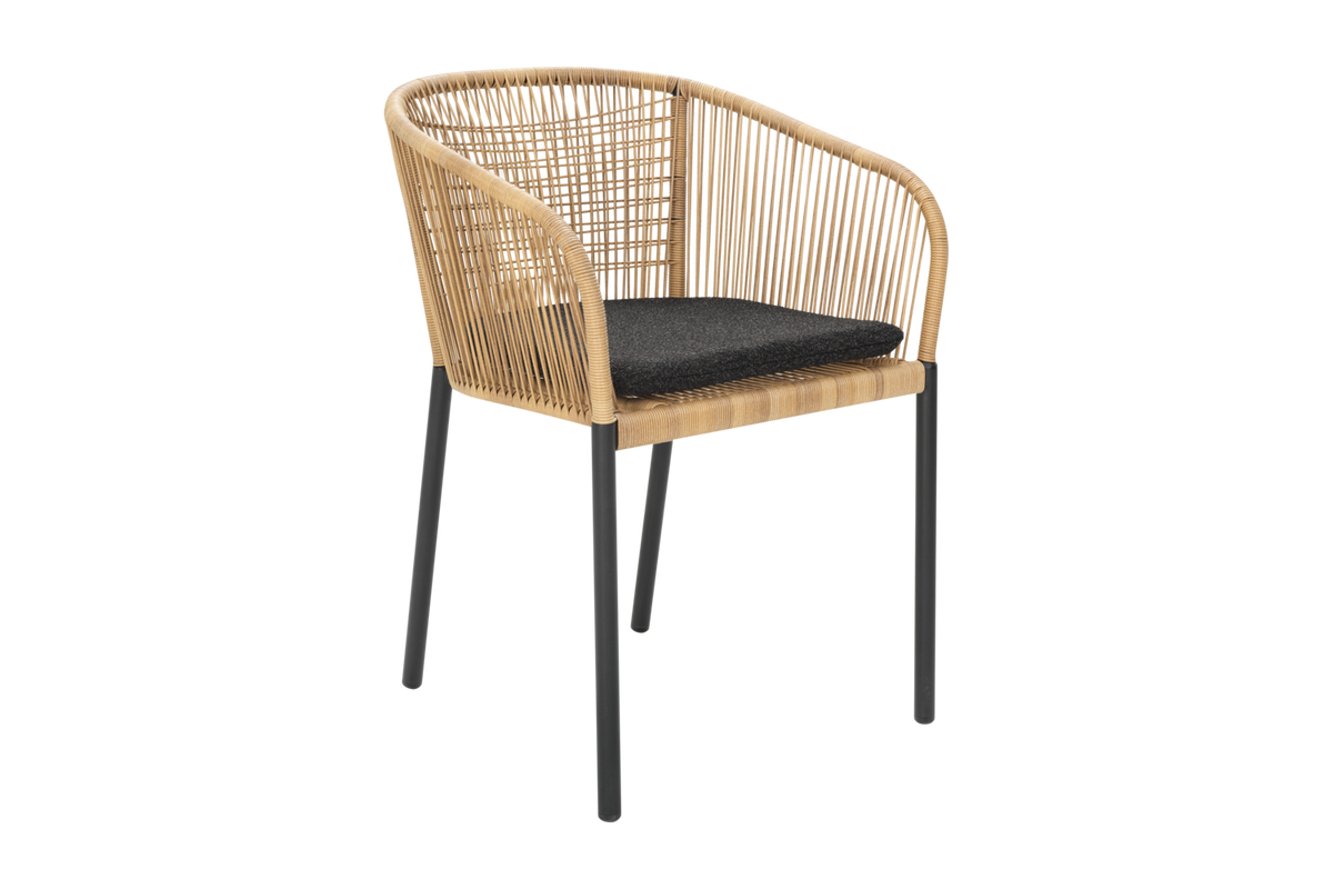 DELTA Stol - Svart/Natural Wicker/Teddy Black