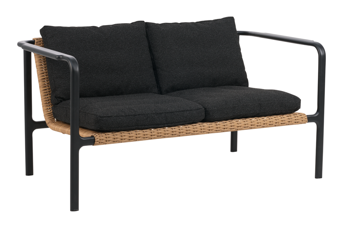 MOTTY 2-sits - Svart/Teddy Black