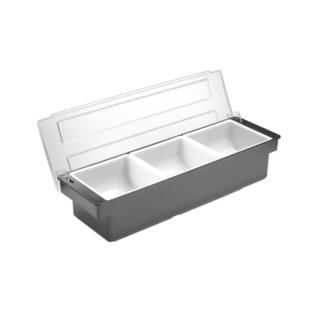 Condiment holder - 3 containers, BarUp, Black, 480x150x(H)100mm