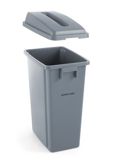 Slim waste bin, AmerBox, 60L, Light grey, 455x315x(H)580mm