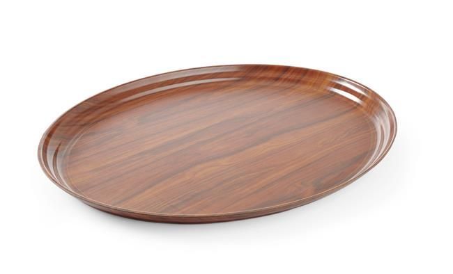Serving tray, oval, non-slip, laminated, AmerBox, Mahogany, 290x210mm